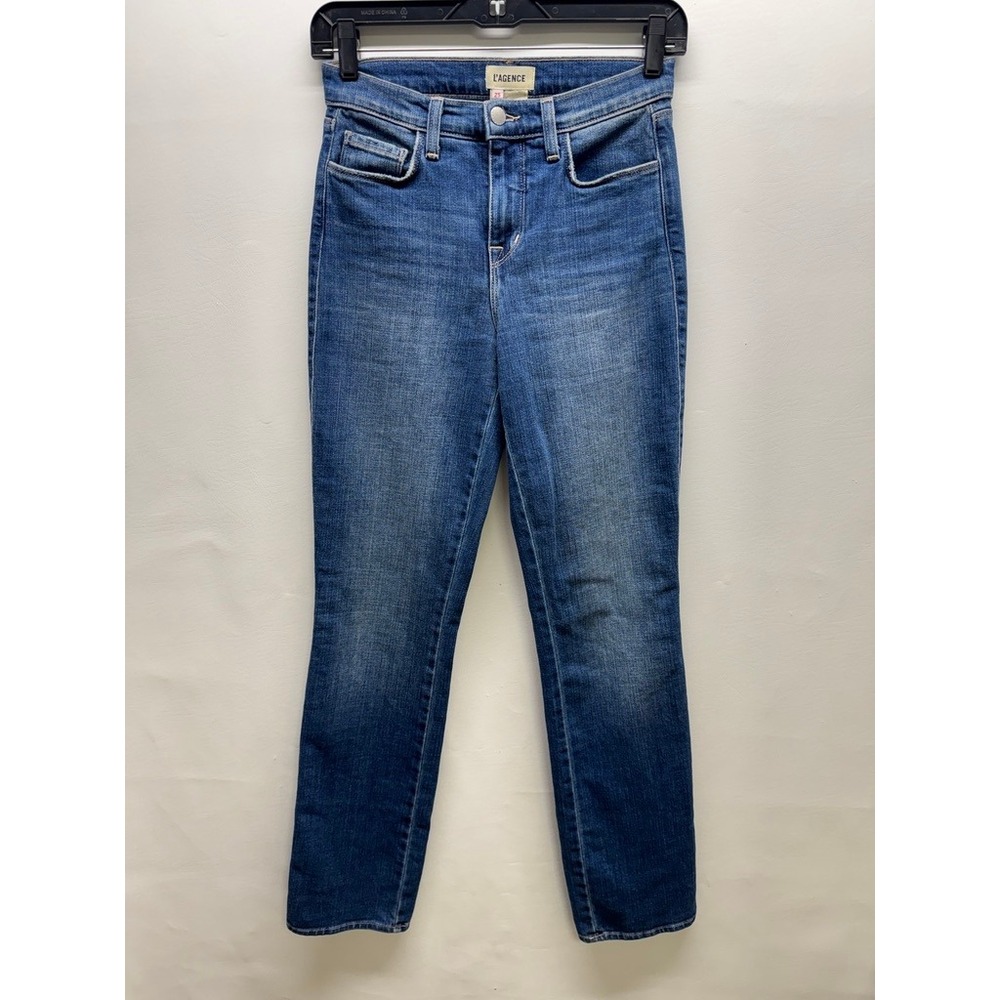 L'AGENCE Dean Jeans Women 25 Blue Sequoia High Rise Straight Leg‎ Denim